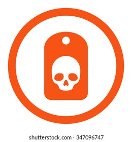 Skull Label vector icon. Style is flat rounded symbol, orange color, rounded angles, white background.