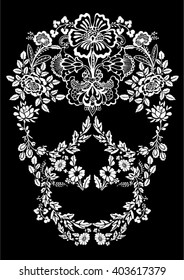 Skull lace ornament. Puff Print