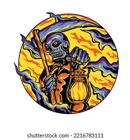 skull lamp halloween vector concept ilustration