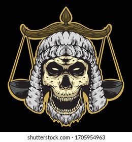 skull lawyer logo vector design mascot 
