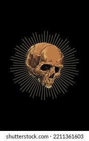 Skull with light vector illustration