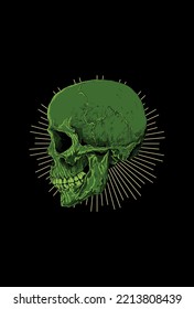 Skull with light vector illustration