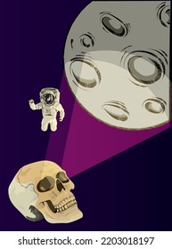 Vector de Astronauta de la Luna de la Luz del Calavero