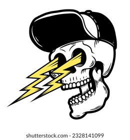 Skull with lightnings. Vintage skull with lightnings. For logo, label, sign, t shirt.