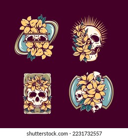 Skull With Lily Flowers Illustration Pack