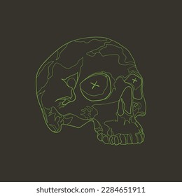 skull line art 