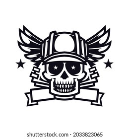 Skull line art illustration template for shirt designs