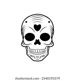 Skull line art logo design illustration