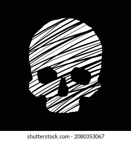 vector de ilustración de dibujo de mano blanca y negra de la línea del cráneo