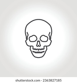 The skull line icon. Black silhouette of a human skull