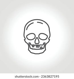 The skull line icon. Black silhouette of a human skull