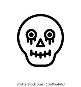 Skull  line icon. Cute and scary skull, Halloween party vector design concept, Isolated on white background. editable stroke 