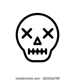 Skull line icon. Cute and scary skull, Halloween party vector design concept, Isolated on white background. editable stroke 