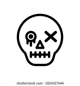Icône ligne de crâne. Joli crâne effrayant, concept de création vectorielle fête d'Halloween, Isolé sur fond blanc. trait modifiable 