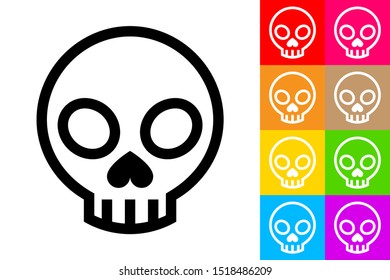 Skull. Line Icon With Different Color Background.