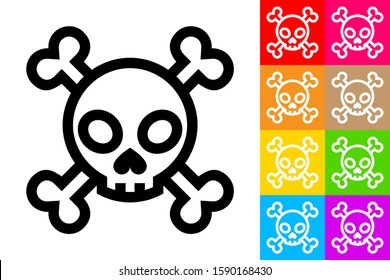 Skull. Line Icon With Different Color Background.