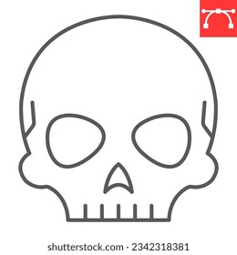 Skull line icon, halloween and holiday, cranium vector icon, human head vector graphics, editable stroke outline sign, eps 10.