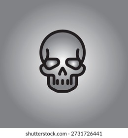 Plantilla de maqueta de Vector de dibujo plano de contorno de icono de logotipo de cabeza de esqueleto humano.