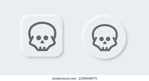 Skull line icon in neomorphic design style. Skeleton signs vector illustration.