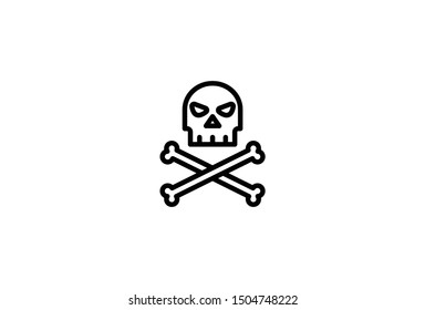 Skull line icon, outline vector sign,simple design icon , linear style pictogram isolated on white. Halloween holiday symbol, logo illustration. Editable stroke