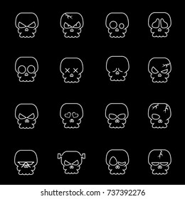 Skull line icon set