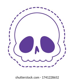 diseño de iconos de estilo de línea de cráneo, emoticono de expresión de parche de corte y tema infantil Ilustración vectorial