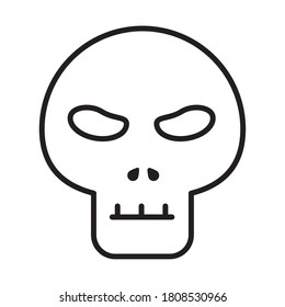 Estilo de línea de calavera diseño de icono de cabeza de terror de horror decoración de cultura oscura y tema óseo Ilustración vectorial