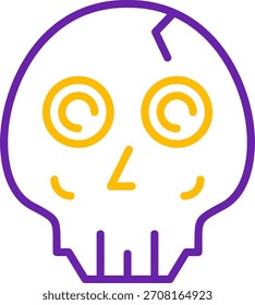 Skull Line Two Color Vector Icon Design