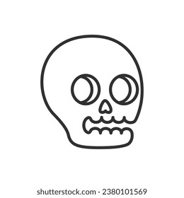 Skull, linear icon cartoon style. Line with editable stroke