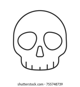 Skull linear icon. Thin line illustration. Poison contour symbol. Vector isolated outline drawing