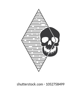 Skull with lines geometry illustration for tattoo, t-shirt design