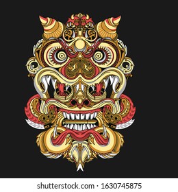 Skull with Lion illustration with black background