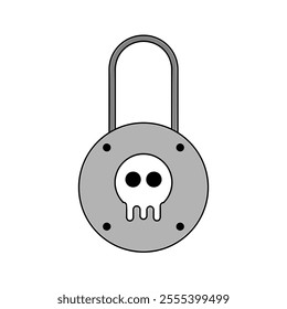 Skull Lock Icon with Unique Design. A distinctive padlock design featuring a skull motif, symbolizing security with a twist of edginess.