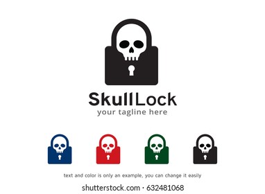 Skull Lock Logo Template Design Vector, Emblem, Design Concept, Creative Symbol, Icon
