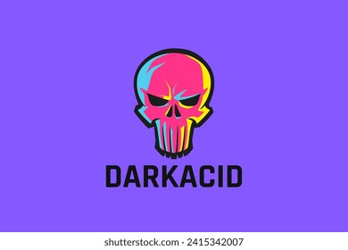 Skull Logo Acid Music Design Vector template