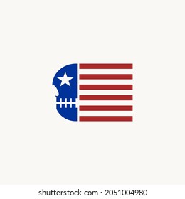 skull logo and american flag. vector illustration for business logo or icon