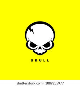 Skull logo. Baby demon skeleton icon. Death cartoon symbol. Vector illustration.