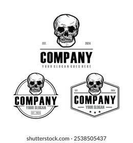 skull logo , skull badge logo