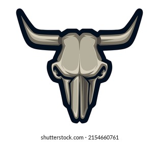 Skull logo cow, bull, buffalo, for sport team. Mascot sporty. E-sports logo.