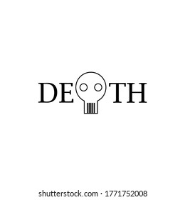 skull logo, death logo, simple logo, black and white