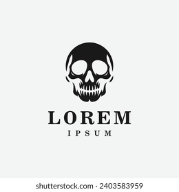 Skull logo design in fierce style, monochrome, black and white