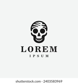 Skull logo design in fierce style, monochrome, black and white