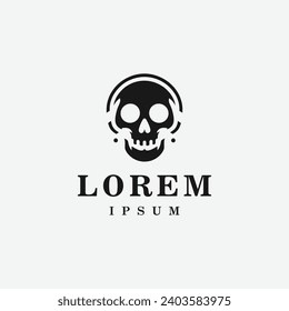 Skull logo design in fierce style, monochrome, black and white