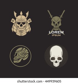 Skull logo design icon vector set