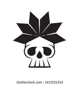 skull logo design inspiration. flower logo template - Vector