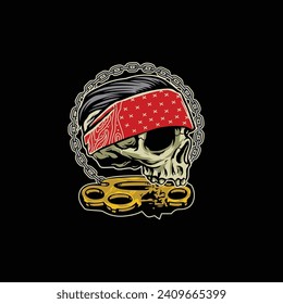 Inspiration für das Design des Skull-Logos, Design-Element für Logo, Poster, Karte, Benner, Emblem, T-Shirt, Vektorgrafik