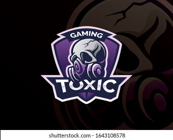 Skull logo design. Respirator skull template design emblem for sport or eSports team, Skull mask logo esport gaming. Gaming mascot logo template