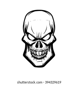 skull logo design template, simple illustration, danger idea, hard rock music, tattoo concept