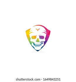 Skull logo design template. Skull in vintage style.