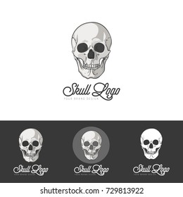 Skull logo with different options in negative or in one color for your design